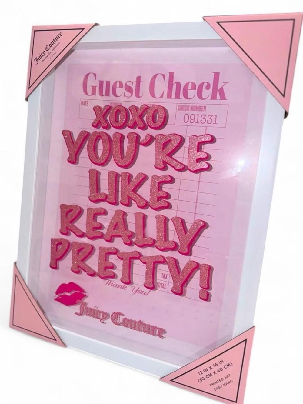 Juicy Couture Pink Glitter 'XOXO You're Like Really Pretty' Wall Art